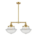 Oxford Island Light shown in the Satin Gold finish with a Clear shade