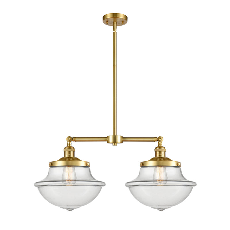 Oxford Island Light shown in the Satin Gold finish with a Clear shade