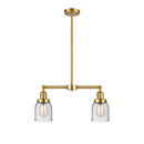 Bell Island Light shown in the Satin Gold finish with a Seedy shade