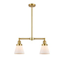 Cone Island Light shown in the Satin Gold finish with a Matte White shade