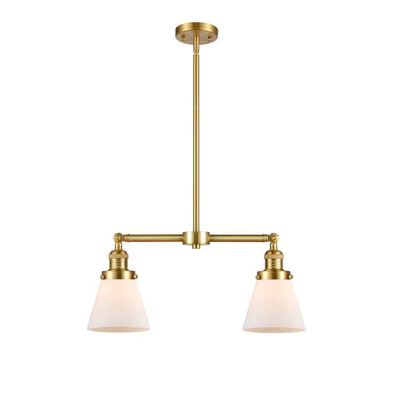 Cone Island Light shown in the Satin Gold finish with a Matte White shade