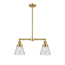 Cone Island Light shown in the Satin Gold finish with a Clear shade