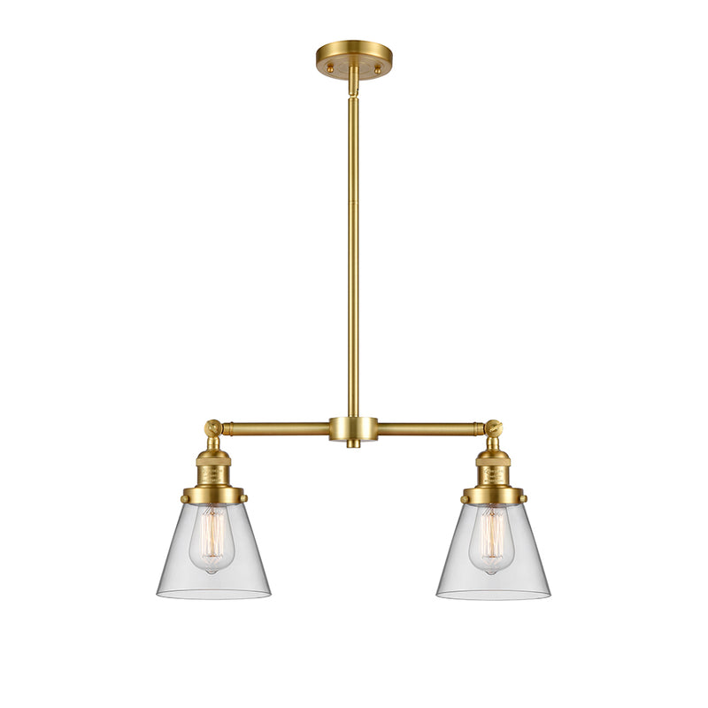 Cone Island Light shown in the Satin Gold finish with a Clear shade