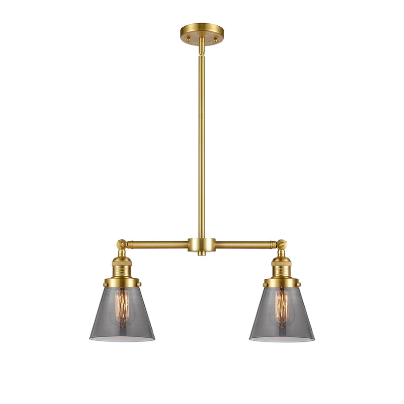 Cone Island Light shown in the Satin Gold finish with a Plated Smoke shade