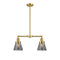 Cone Island Light shown in the Satin Gold finish with a Plated Smoke shade