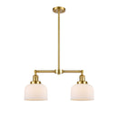 Bell Island Light shown in the Satin Gold finish with a Matte White shade