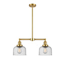 Bell Island Light shown in the Satin Gold finish with a Seedy shade