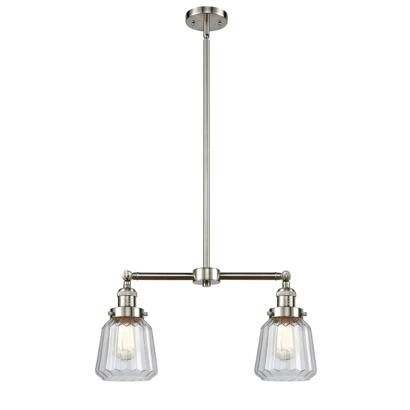 Chatham Island Light shown in the Brushed Satin Nickel finish with a Clear shade