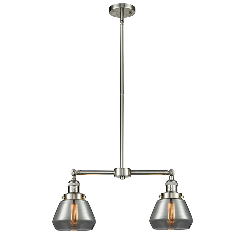 Fulton Island Light shown in the Brushed Satin Nickel finish with a Plated Smoke shade