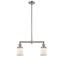 Canton Island Light shown in the Brushed Satin Nickel finish with a Matte White shade