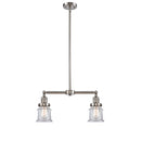 Canton Island Light shown in the Brushed Satin Nickel finish with a Clear shade