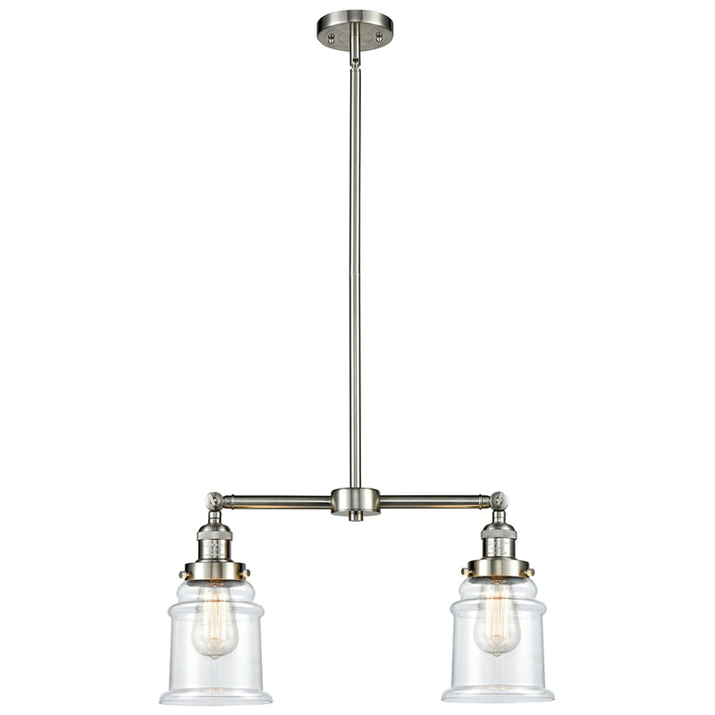 Canton Island Light shown in the Brushed Satin Nickel finish with a Clear shade