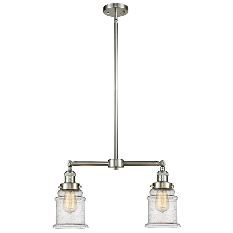 Canton Island Light shown in the Brushed Satin Nickel finish with a Seedy shade