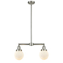 Beacon Island Light shown in the Brushed Satin Nickel finish with a Matte White shade