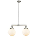 Beacon Island Light shown in the Brushed Satin Nickel finish with a Matte White shade