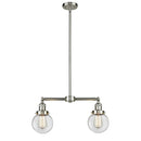 Beacon Island Light shown in the Brushed Satin Nickel finish with a Clear shade