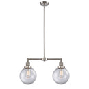 Beacon Island Light shown in the Brushed Satin Nickel finish with a Clear shade