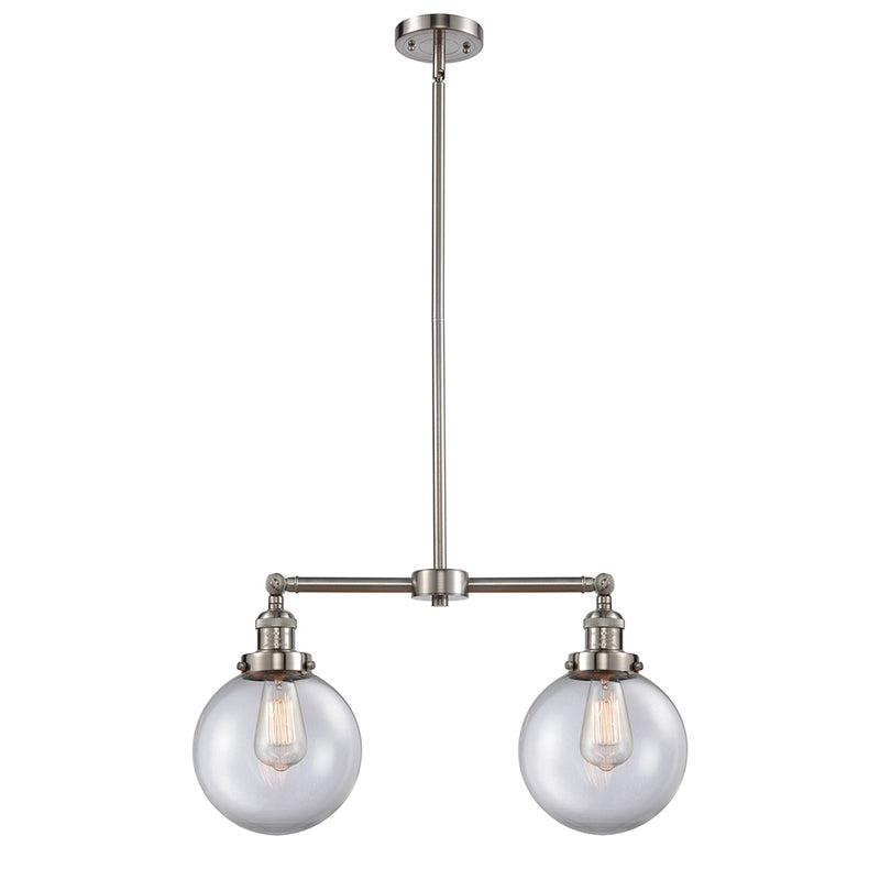 Beacon Island Light shown in the Brushed Satin Nickel finish with a Clear shade