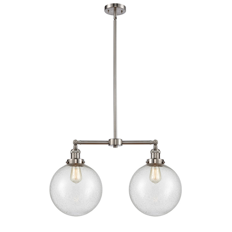 Beacon Island Light shown in the Brushed Satin Nickel finish with a Seedy shade