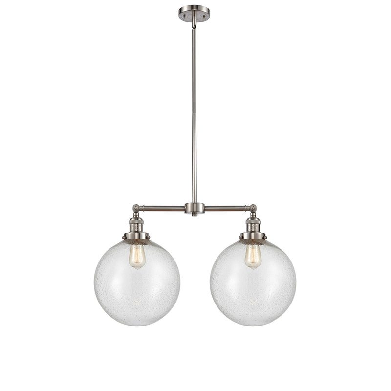 Beacon Island Light shown in the Brushed Satin Nickel finish with a Seedy shade