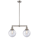 Beacon Island Light shown in the Brushed Satin Nickel finish with a Seedy shade