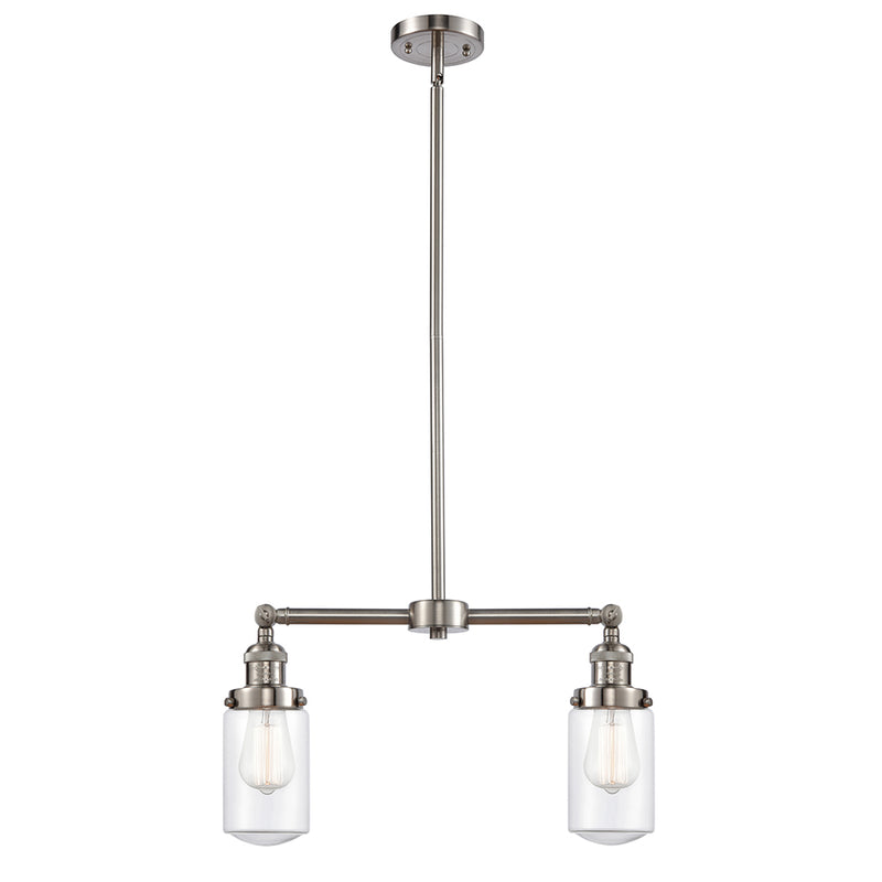 Dover Island Light shown in the Brushed Satin Nickel finish with a Clear shade