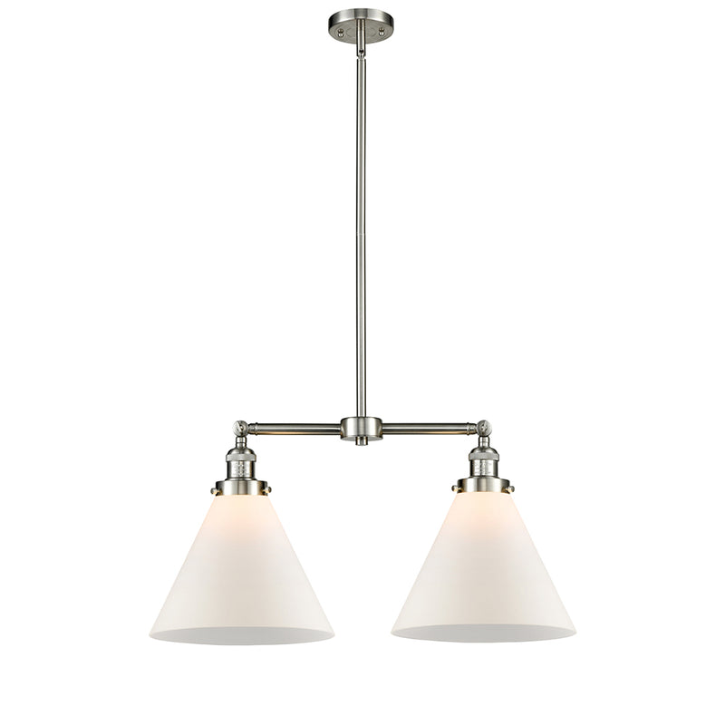 Cone Island Light shown in the Brushed Satin Nickel finish with a Matte White shade