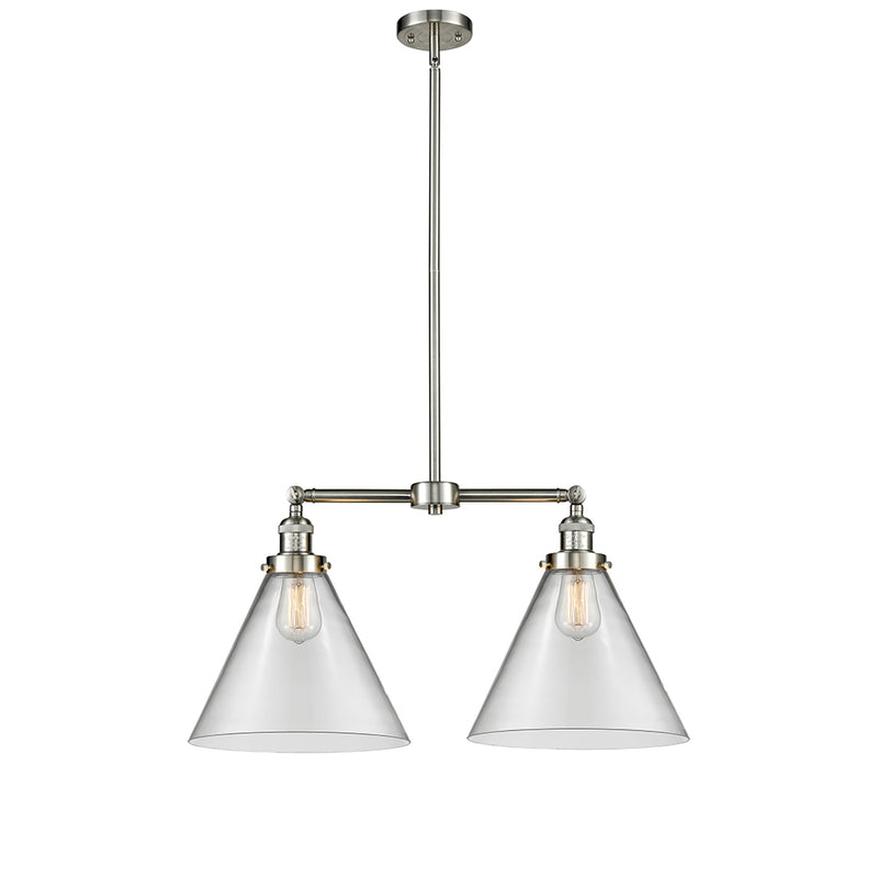 Cone Island Light shown in the Brushed Satin Nickel finish with a Clear shade