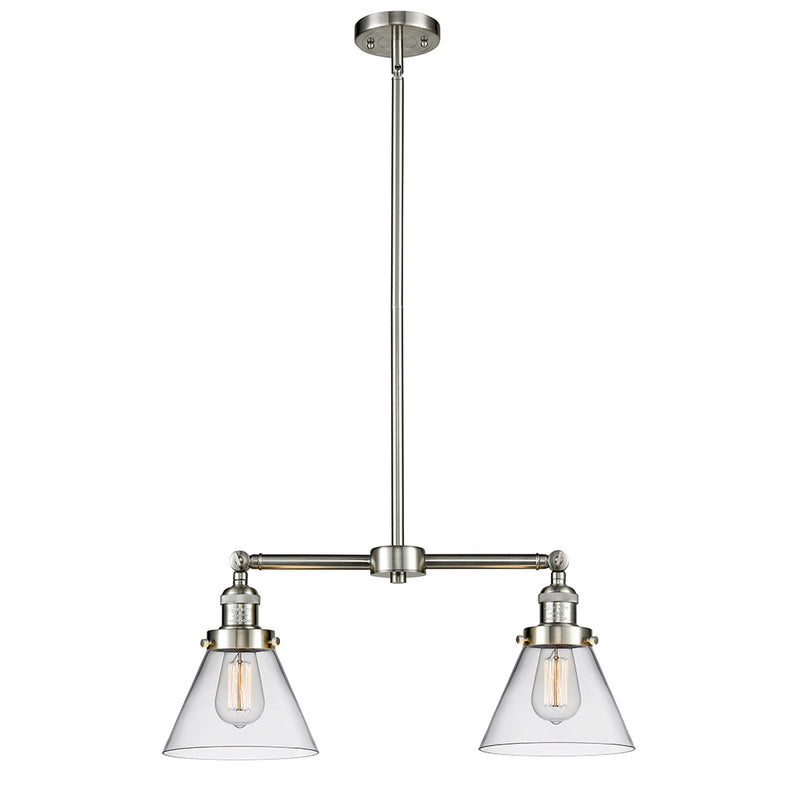 Cone Island Light shown in the Brushed Satin Nickel finish with a Clear shade