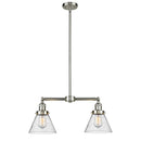 Cone Island Light shown in the Brushed Satin Nickel finish with a Seedy shade