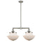 Oxford Island Light shown in the Brushed Satin Nickel finish with a Matte White shade