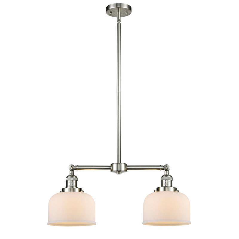 Bell Island Light shown in the Brushed Satin Nickel finish with a Matte White shade