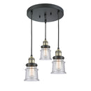 Canton Multi-Pendant shown in the Black Antique Brass finish with a Seedy shade