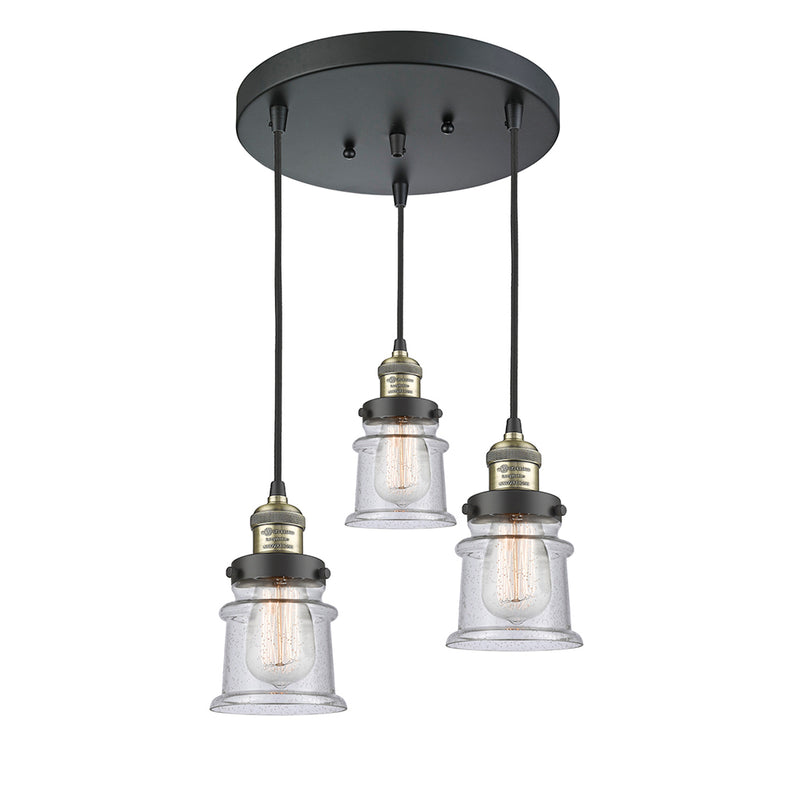 Canton Multi-Pendant shown in the Black Antique Brass finish with a Seedy shade