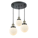 Beacon Multi-Pendant shown in the Black Antique Brass finish with a Matte White shade