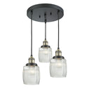 Colton Multi-Pendant shown in the Black Antique Brass finish with a Clear Halophane shade