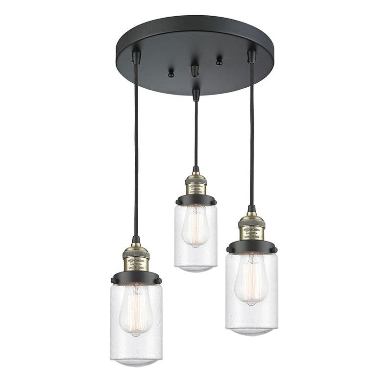 Dover Multi-Pendant shown in the Black Antique Brass finish with a Seedy shade