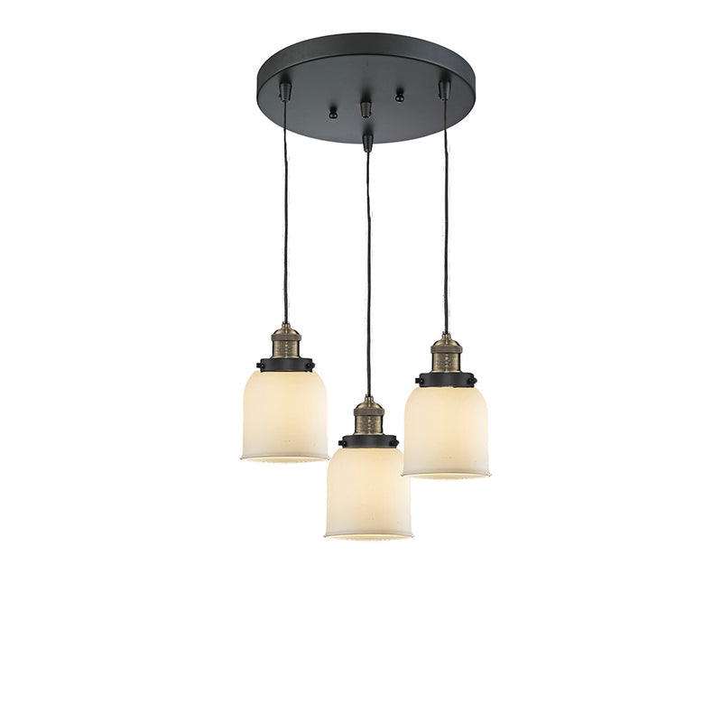 Bell Multi-Pendant shown in the Black Antique Brass finish with a Matte White shade