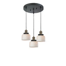 Bell Multi-Pendant shown in the Black Antique Brass finish with a Matte White shade