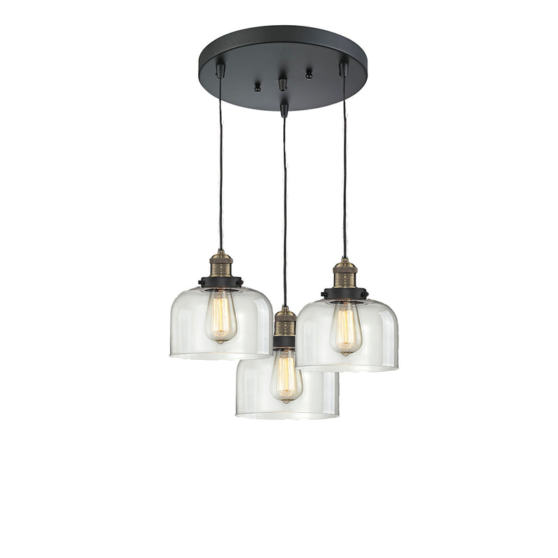 Bell Multi-Pendant shown in the Black Antique Brass finish with a Clear shade