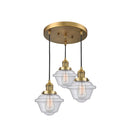 Oxford Multi-Pendant shown in the Brushed Brass finish with a Seedy shade