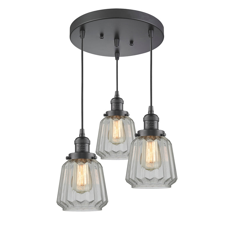 Chatham Multi-Pendant shown in the Oil Rubbed Bronze finish with a Clear shade