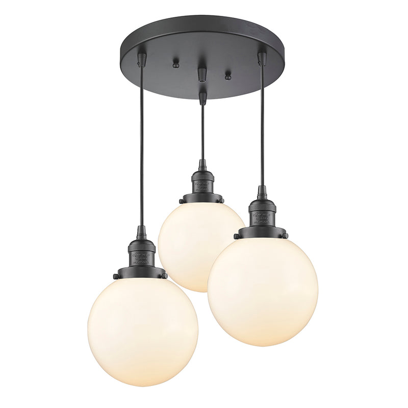 Beacon Multi-Pendant shown in the Oil Rubbed Bronze finish with a Matte White shade