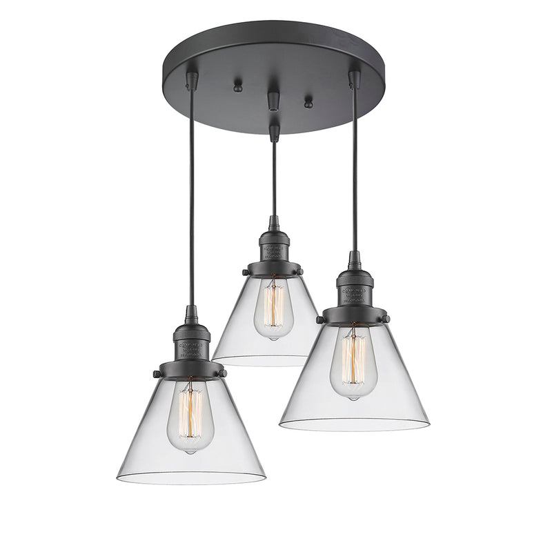 Cone Multi-Pendant shown in the Oil Rubbed Bronze finish with a Clear shade