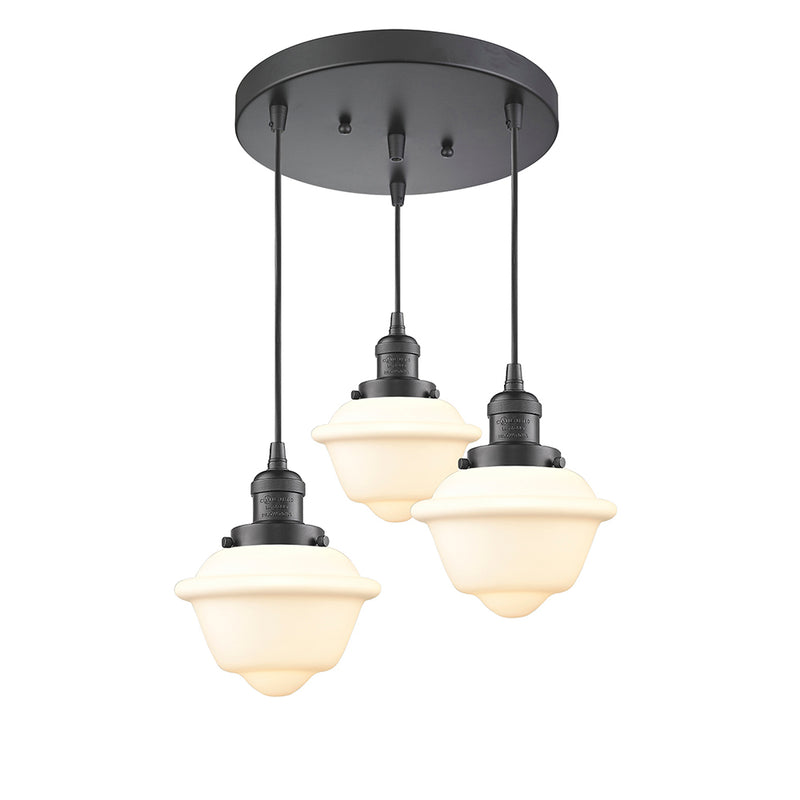 Oxford Multi-Pendant shown in the Oil Rubbed Bronze finish with a Matte White shade