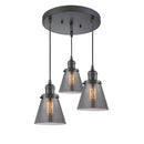 Cone Multi-Pendant shown in the Oil Rubbed Bronze finish with a Plated Smoke shade