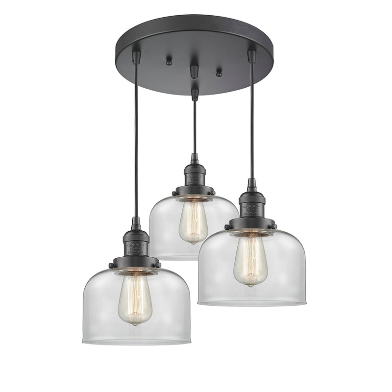 Bell Multi-Pendant shown in the Oil Rubbed Bronze finish with a Clear shade