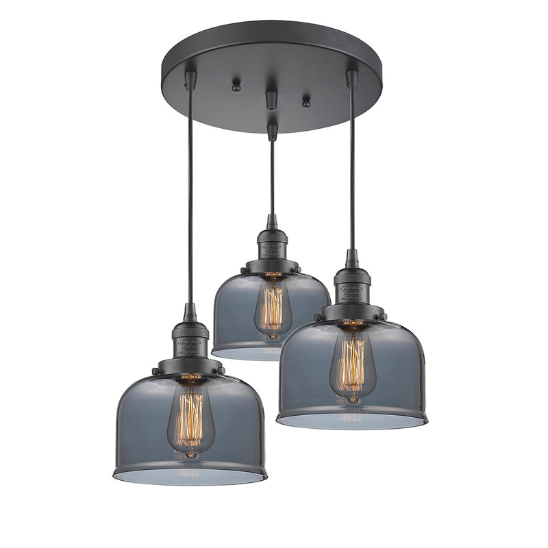 Bell Multi-Pendant shown in the Oil Rubbed Bronze finish with a Plated Smoke shade