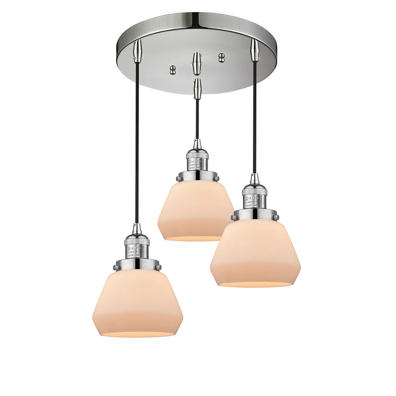 Fulton Multi-Pendant shown in the Polished Nickel finish with a Matte White shade