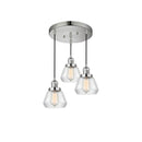 Fulton Multi-Pendant shown in the Polished Nickel finish with a Clear shade